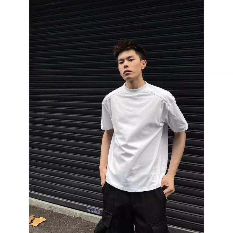 Men's Heather Gray Mock Neck Short Sleeve T-Shirt Casual Oversized Streetwear Top