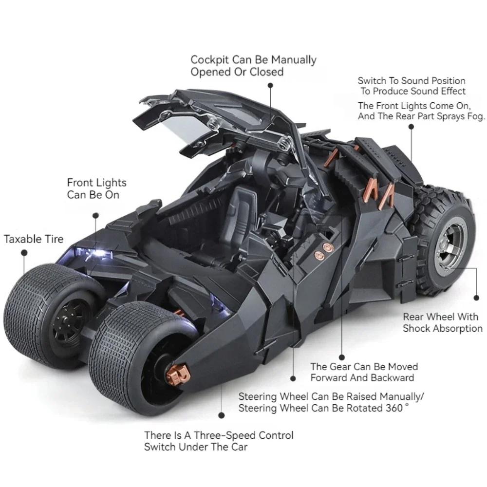 1:18 Batmobile Tumbler The Dark Knight Batman Alloy Scale Car Model Diecast Metal Sound Light Collection Children Toy Car Gifts