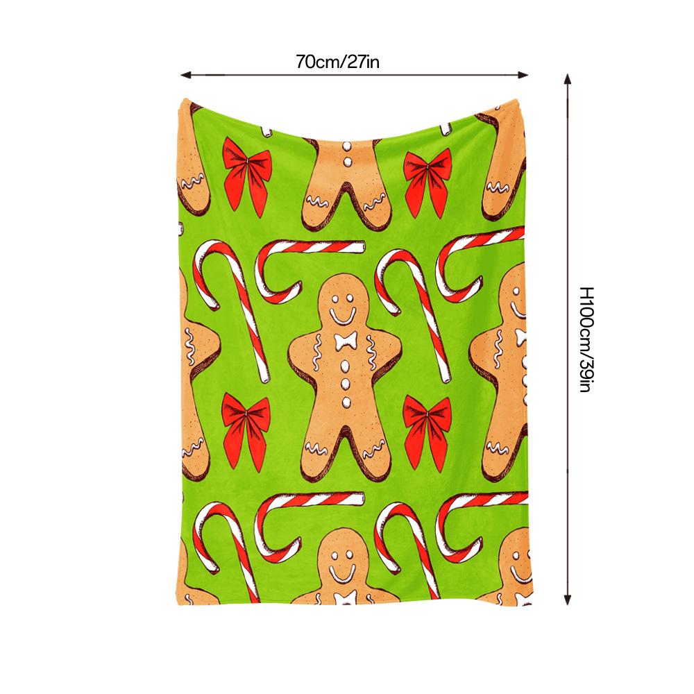 Cozy Christmas Throw Blanket Gingerbread Man Holiday Decor Festive Flannel Soft Warm Bedspread Gift Idea Room Decor