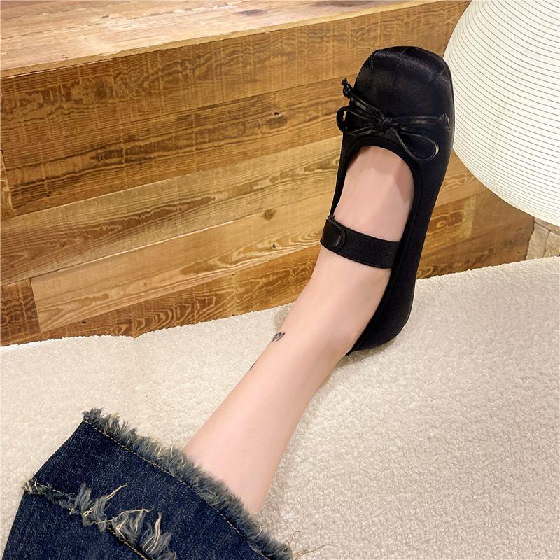 

Модные балетки на плоской подошве для женщин 2024 года, новые летние туфли из атласа с бантом, женская обувь в стиле минимализма Zapatos Mujer 40 чёрный