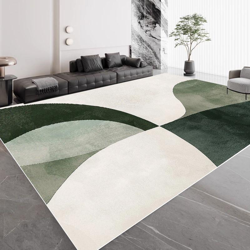 Light Luxury Green Geometric Large Living Room Carpet Modern Home Decoration Bedroom Rugs Soft Non-slip Lounge Sofa Floor Mats