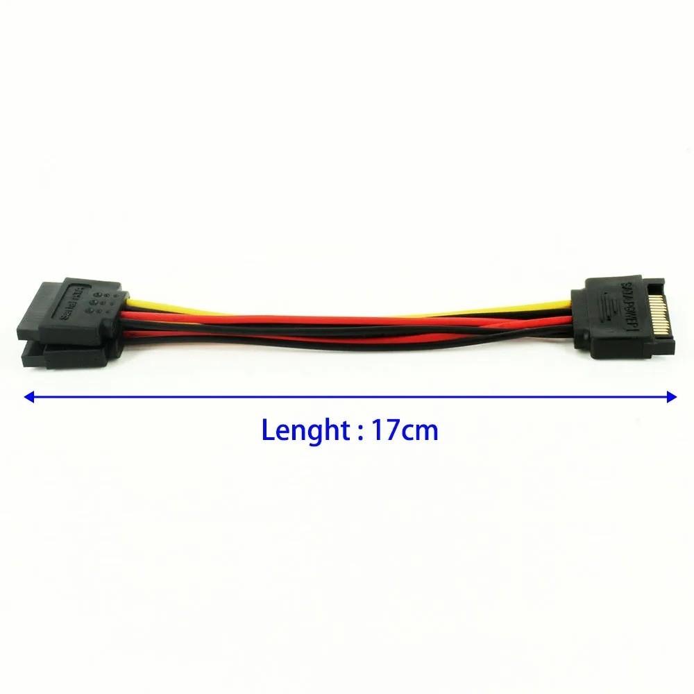 SATA 15pin Male To 2 X SATA 15pin Female Hard Disk Power Cable Serial ATA Y Splitter Dual Extension Cord Adapter Connector