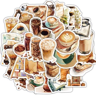 30PCS Vintage Coffee Series Pack Stickers Harajuku Gifts Scrapbooking DIY Creative Paper Waterproof Skateboard Home Reading Stic