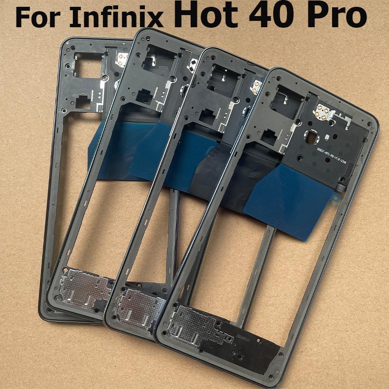 For Infinix Hot 40 Pro Middle Frame Front Bezel Faceplate Frame With Side Button Repair Spare Parts