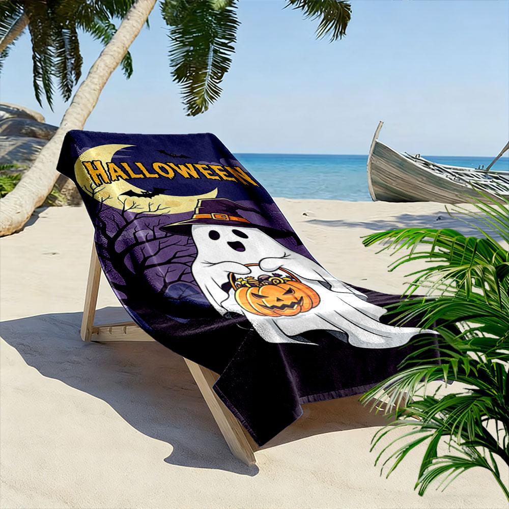 Spooky ghostly Halloween charm Print beach towel, quick drying, suitable for travel, outdoor sports, jogging, the beach and swimming, gift