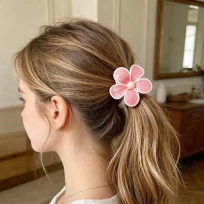 Hair Claw Flower Shape Stable Grip Glossy Shark Hair Clip Half-Tied Hair Ponytail Updo Hair Claw Hair Accessories