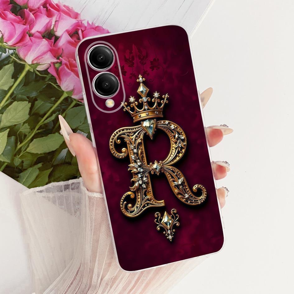 Case For Samsung Galaxy S25 Edge Cover SM-S937B Luxury Initial Letter Crown Soft Silicone Funda For Samsung S25 Ultra S25+ Coque
