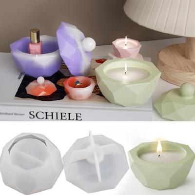 Octagonal Rhombus Shape Silicone Mold for Candle Holder Making Geometrical Jewelry Holder Resin Molds Candlestick Molds