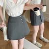 Women's High-Waisted Gray A-Line Skirt Shorts - Spring 2025 Casual Wide-Leg Design