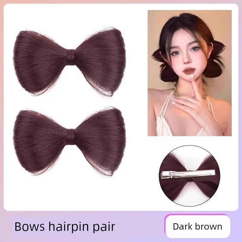 

Kids Wig Female Artificial Hair Bows Cable Stitch Small Braid Hair Bag Cute Girl Braided Hair Hair Styling Clip Headdress Bows ball head 1 pair [dark brown]]