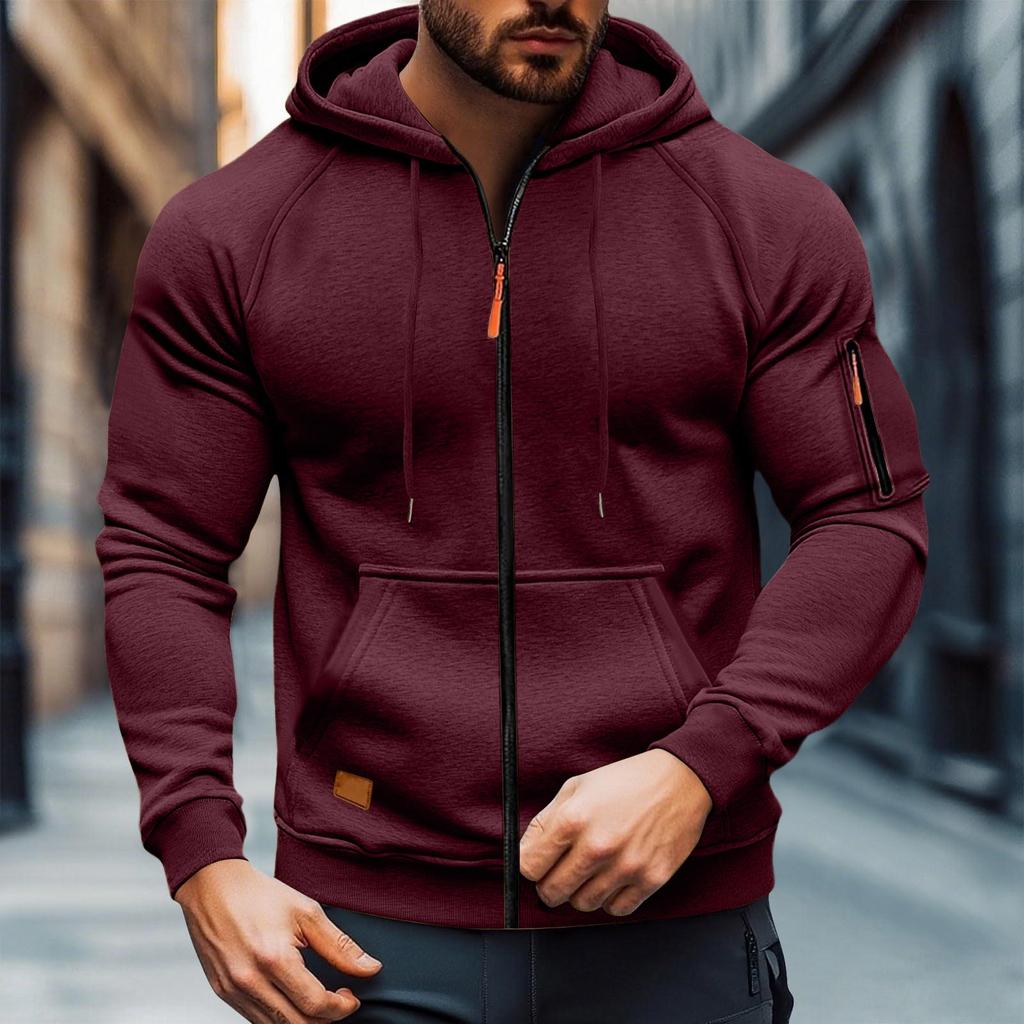 Heren Casual Rits-Up Cargo Hoodie met Meerdere Zakken Lange Mouwen Jas