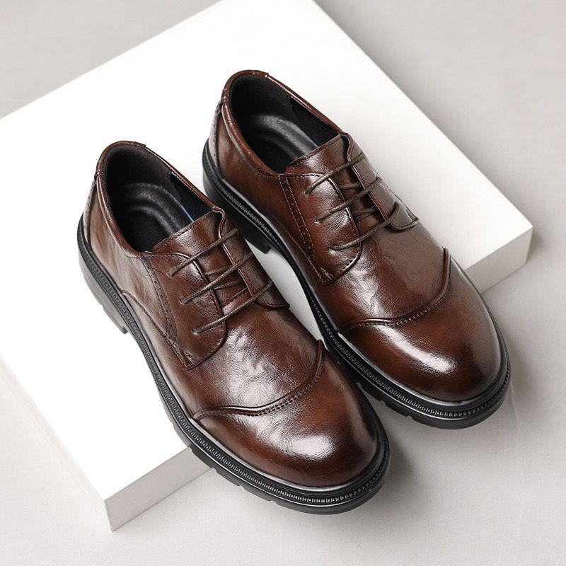 

2025 Men s Height-Increasing Genuine Leather Round Toe Business Casual Shoes Size 47 Standard