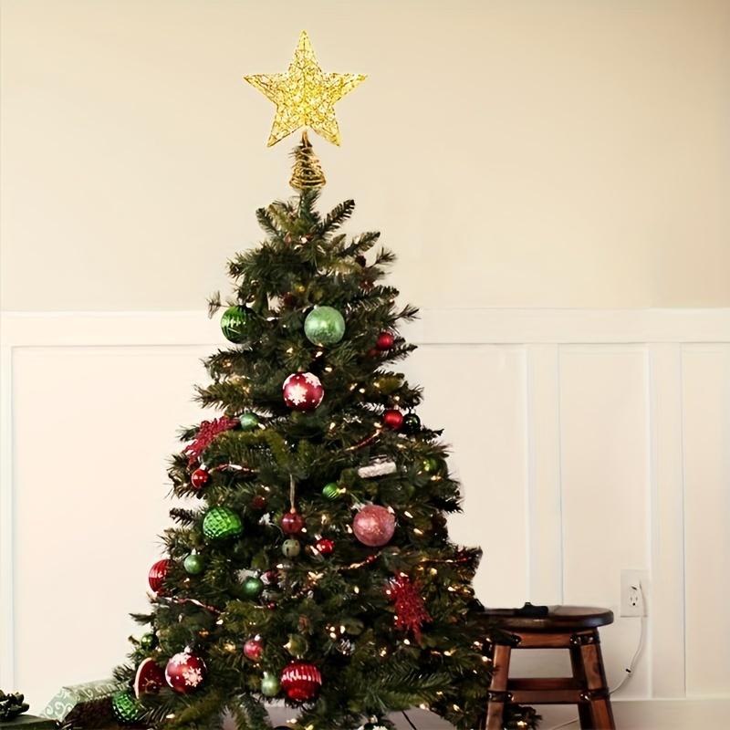 high quality1 Pc Star Christmas Tree Toppers Lighted, Glitter Star Tree Topper Lighted With LED Lights For Xmas Tree Decorations, Holiday Party