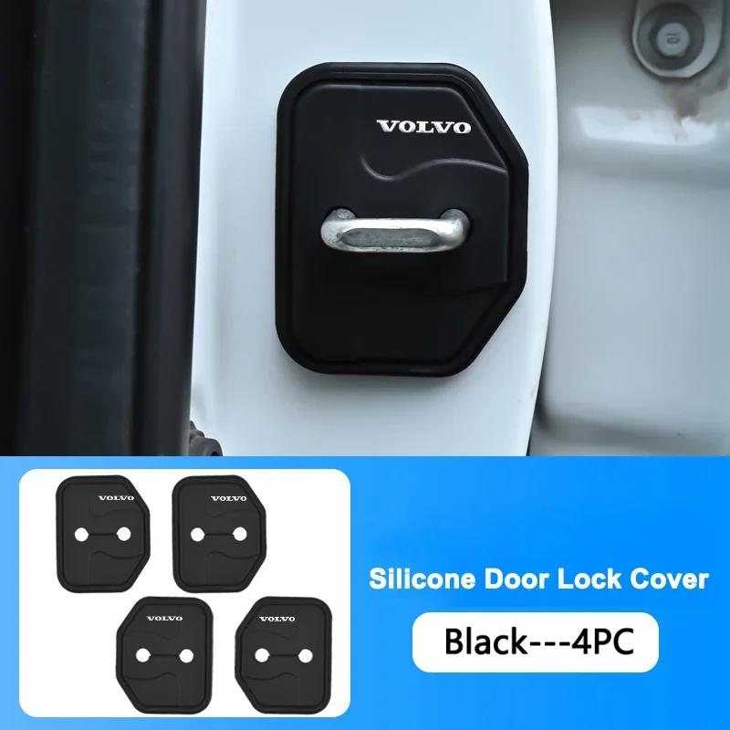 2/4Pcs Car Door Lock Buckle Silicone Protective Cover for Volvo Rdesign XC60 XC90 V40 V50 V60 S60 S80 S90 T6 AWD
