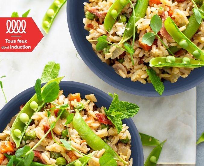 Batterie de cuisine - Tous feux dont induction - ARTHUR MARTIN - AM8896 - Aluminium revetement céramique - 5 pieces - Bleu