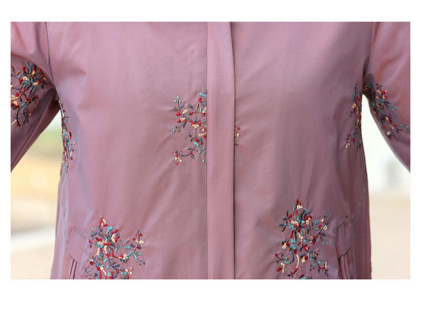 Elegant Embroidered Spring & Autumn Jacket for Moms - Fashionable Casual Trench Coat for Middle-Aged and Elderly Women