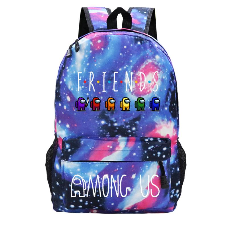 Among Us Game Merchandise Cartoon Print Student Bag + Oblique Span Bag + Shoulder Bag Combination