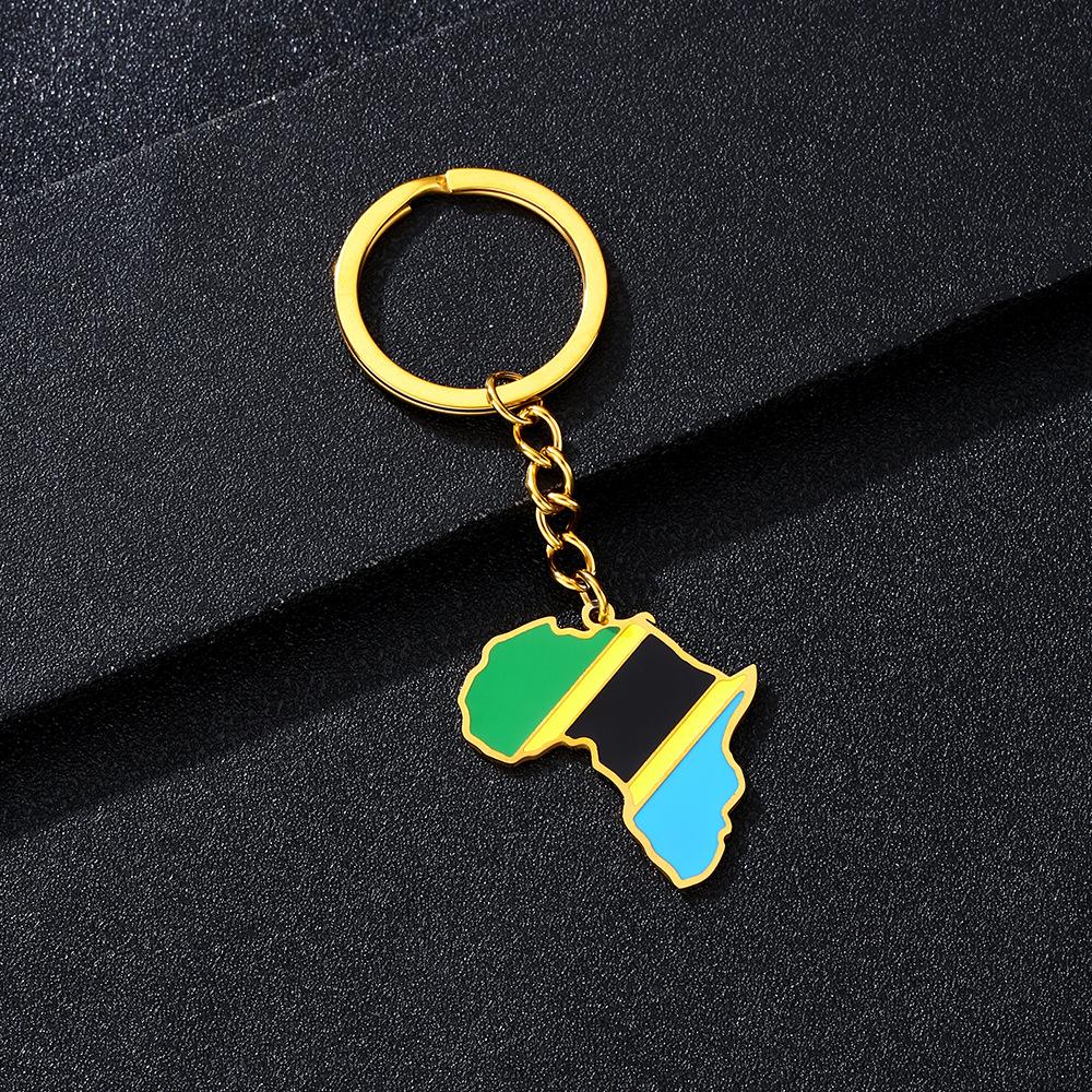 Portachiavi Premium in Acciaio Inossidabile con Ciondolo Mappa Bandiera Africa Ghana Nigeria Capo Verde Congo Uganda Regalo per Appassionati di Viaggi