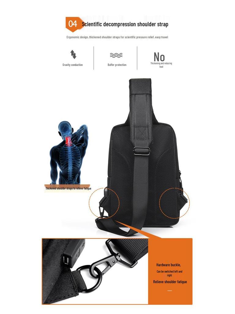 Men's Waterproof Oxford Crossbody Chest Bag - Casual Sling Bag with Large Capacity