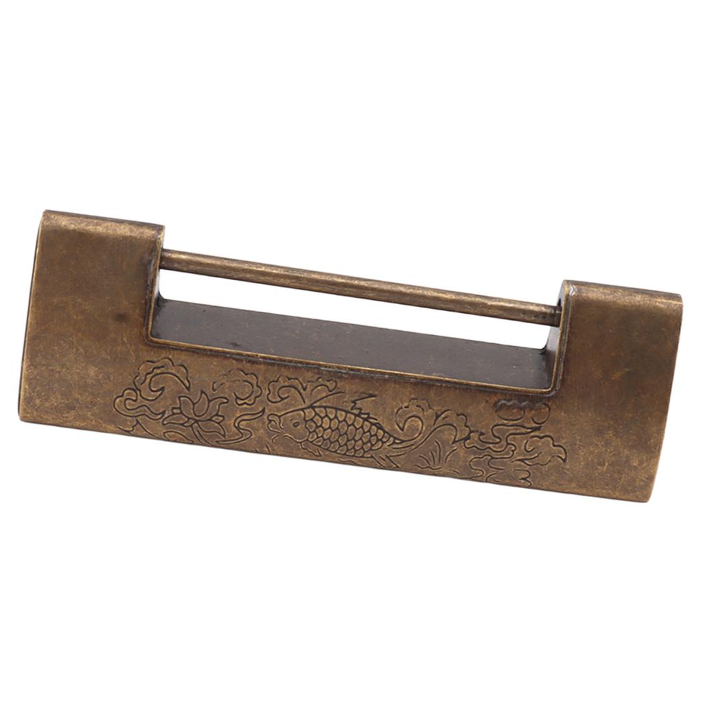 Antique Style Lock Spacing 5.9cm Auspicious Fish Lock Chinese Locks Small Brass Locks Antique