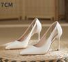 Fashion Women's High-heeled New with Stone Patterned Patent Leather Heels Women Pointed Toes Solid Color Widened Versized Womens Shoes