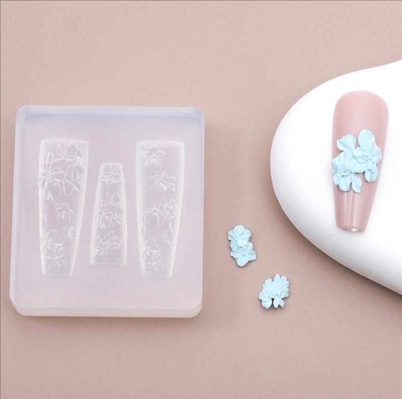 3D Flower Nail Art Silicone Molds Silicone Nail Carving Mold Bows Earrings Mold Pendant Jewelry Making Tools for Women
