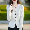 Cárdigan de punto de manga larga francés, chaqueta de mujer, suéter, prendas de vestir exteriores cortas, delgadas y de cintura alta