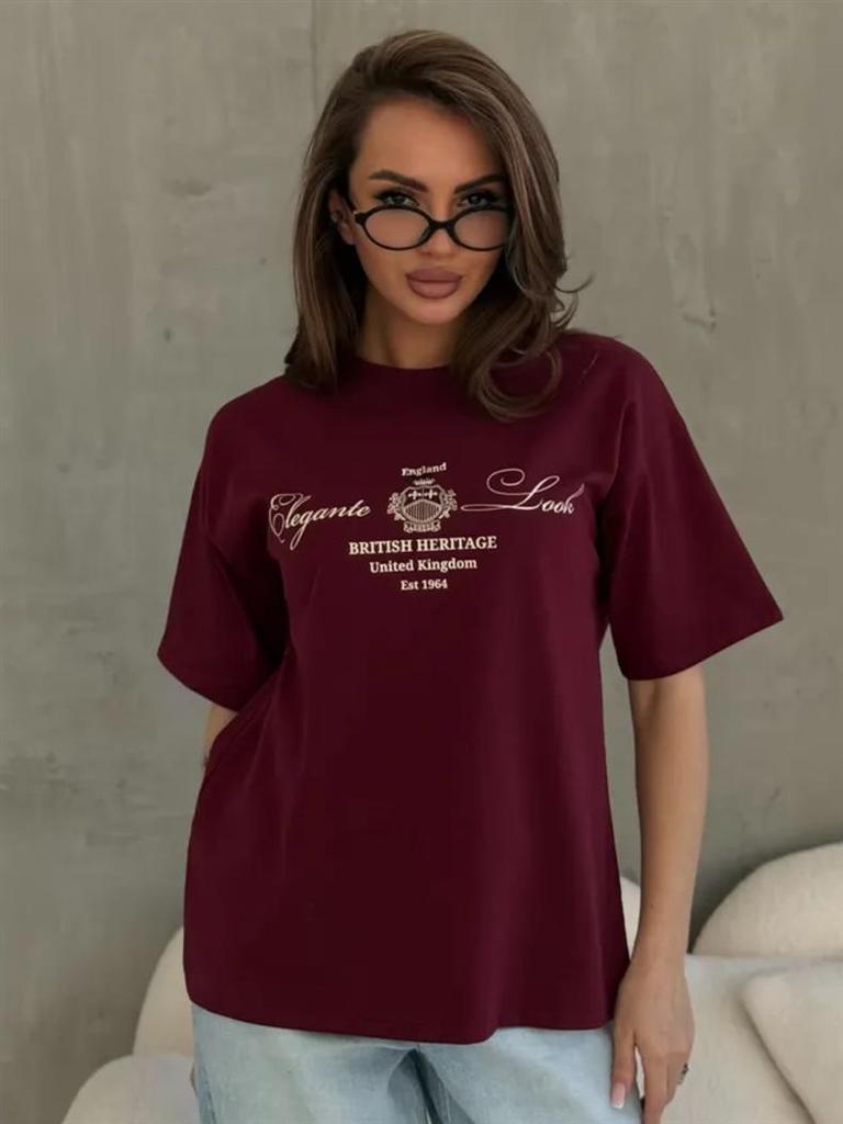 Trendy Oversized Printed Tee: 100% Loose Short Sleeve, Versatile European & American Style