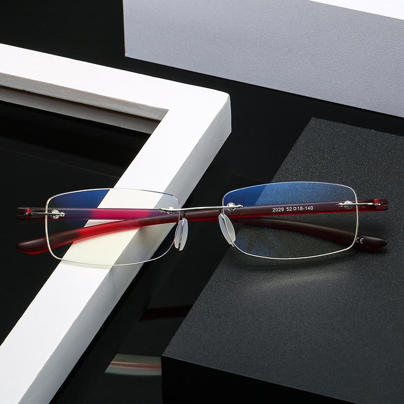 Men Business Presbyopia Eyeglasses Ultralight Reading Glasses Frameless Eyewear Anti Blue Light
