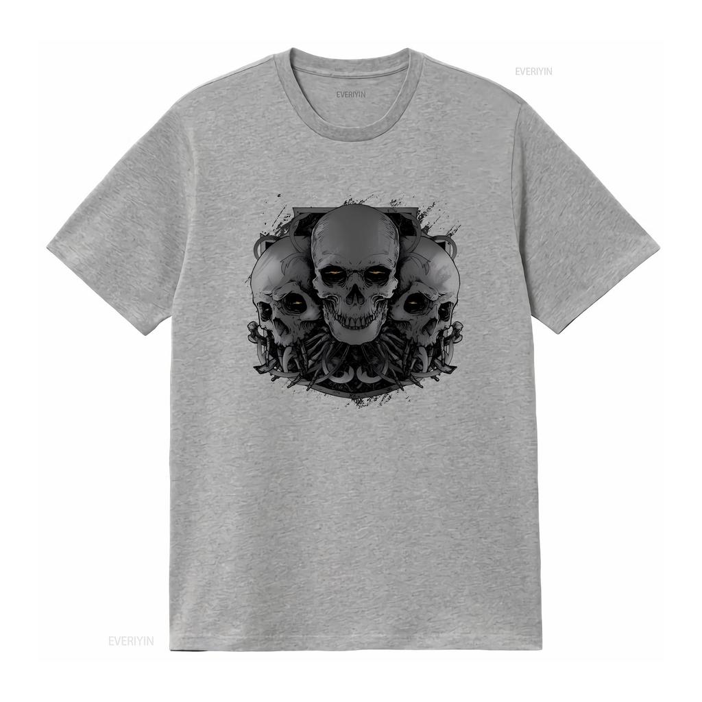 Gothic Skulls Biker Motorcycle Motorbike Unisexs Cotton T Shirt Top vintage Washed streetwear Soft Breathable fashion Casual
