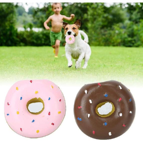 Latex Donut Dog Toy,Latex Hundespielzeug Donut Dog,Donut Squeaky Dog Toy,2Pcs Latex Pet Doughnut Shape Sounding Teeth Cleaning Chewing Biting