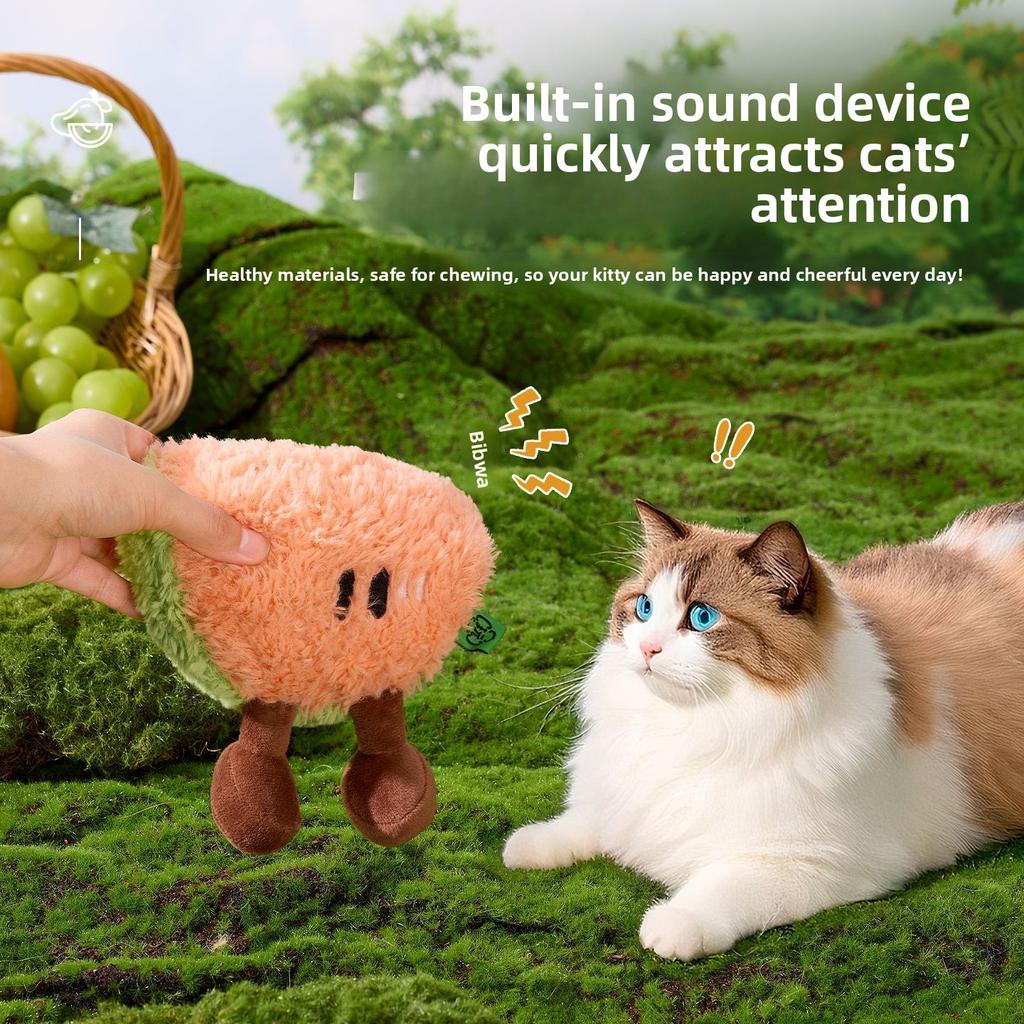 Eco-Friendly Catnip Plush Toy Chew Resistant Fruit Shapes for Boredom Relief and Self-Play