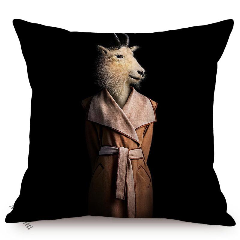 Nordic Art Posters Style Decoration Cushion Cover Lion Rabbit Zebra Deer Funky Animal Funny Oil Painting Sofa Throw Pillow Cases
