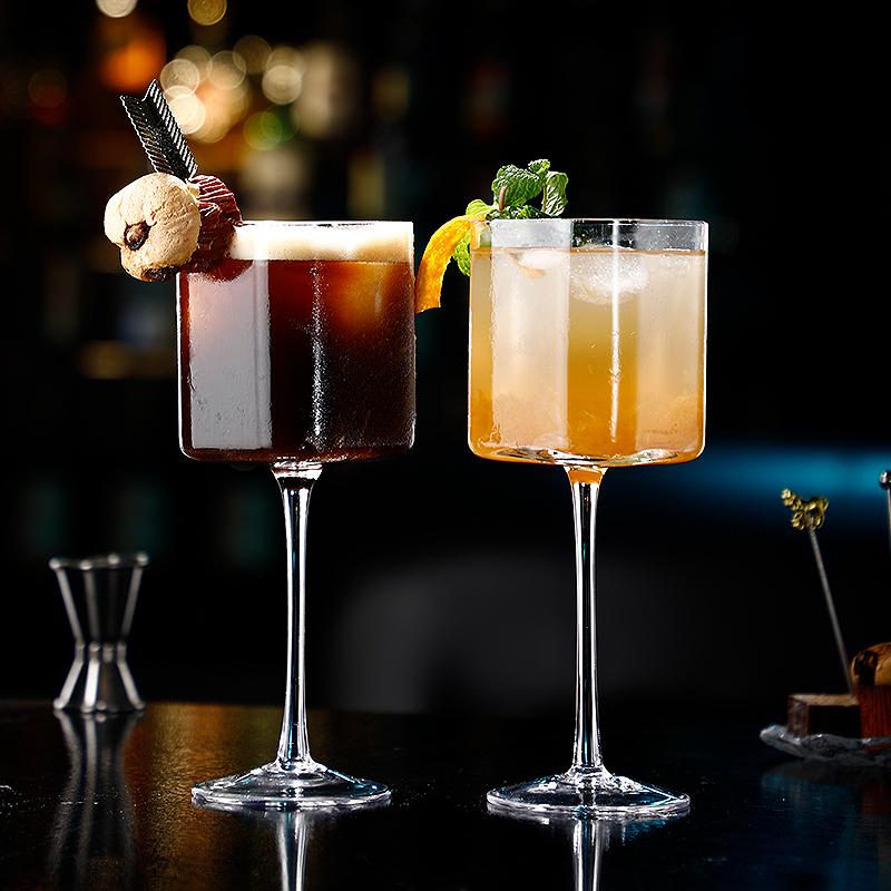 1/2 Pcs Square Goblet Cocktail Glass, Special Mix Glass, Personality Drink Glasses, Creative Bar Drinkware