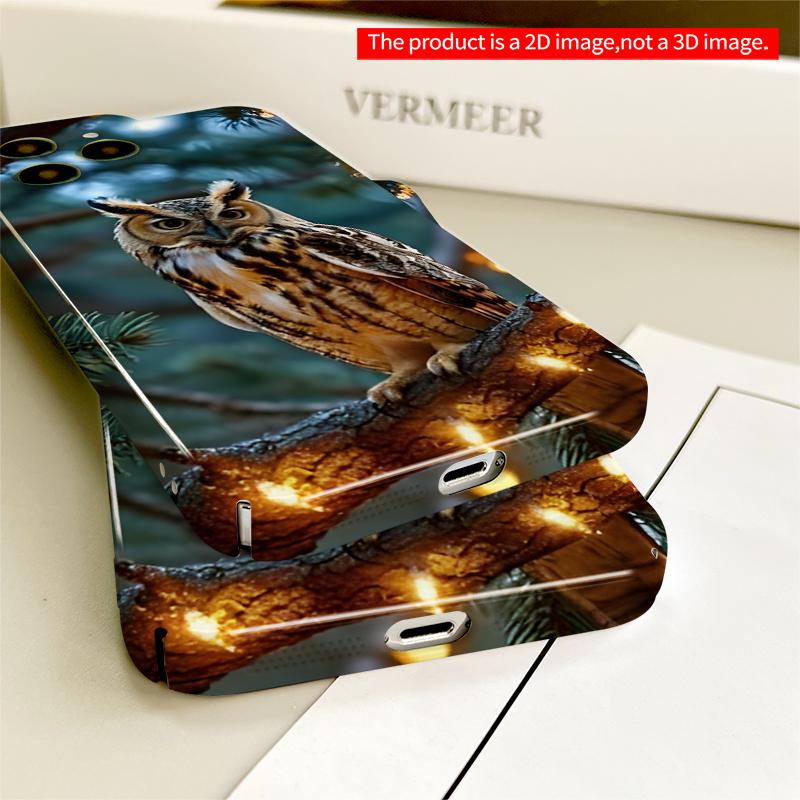 2DFlat Owl on Branch with Lights All inclusive film hard iPhone case, compatible with iPhone 18 Pro Max 17 16 15 14 13 12 11