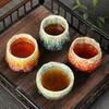 Small-sized pure handcrafted coarse earthenware tea cups, ceramic Gongfu tea sets, tea utensils, handcrafted pottery art