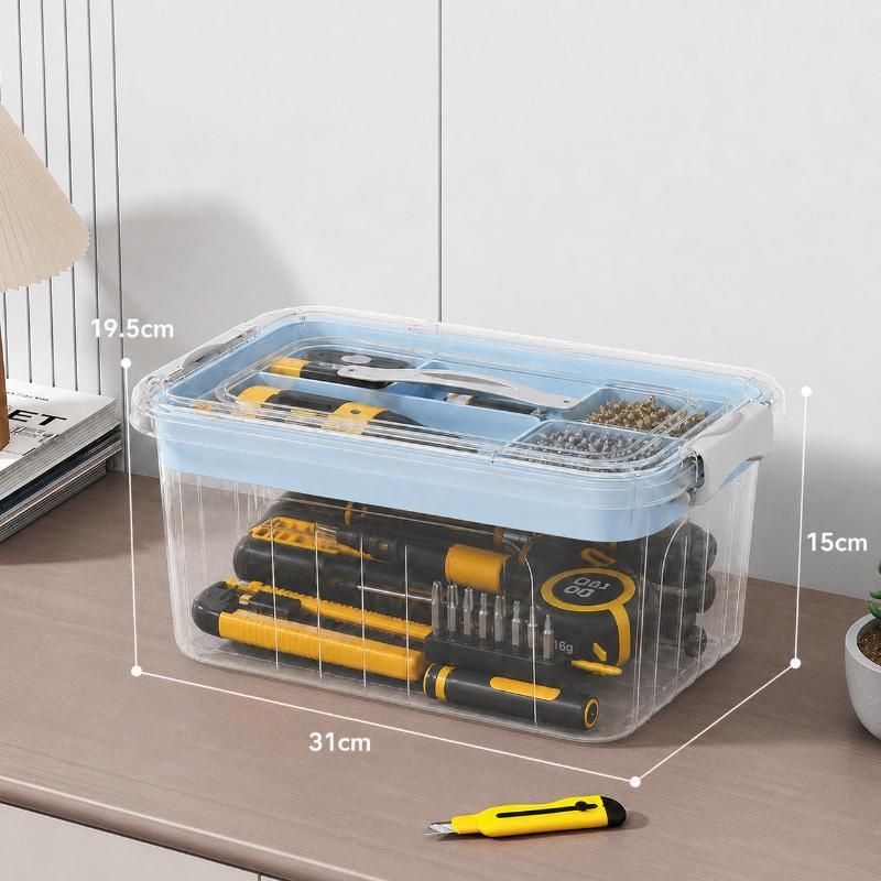 Transparent Double-Layer Toolbox Large Capacity Storage Container for Tiny Screws Jewelry Parts Home DIY Craft Organization