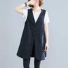 Women's New Style Stitched V-neck Button Pocket Fashion Solid Color Versatile Casual Sleeveless Vest Top