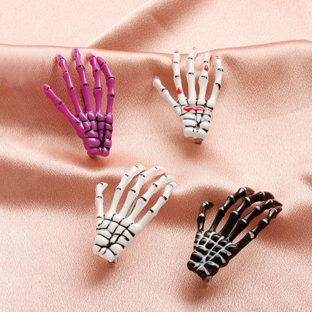Harajuku Gothic Skull Hand Bone Hair Clip - Bloody Skull Grip
