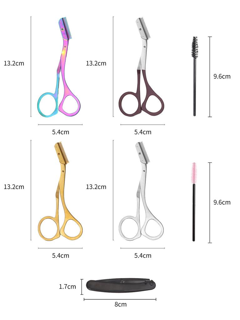 Stainless Steel Eyebrow Scissors & Razor Set with Comb for Beginners