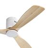 52 Inch Ceiling Fan Natural 3 Solid Wood Fan Blade Noiseless Reversible Direct Current Motor Remote Control for Living Room