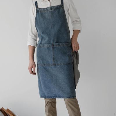 Denim Canvas Apron Kitchen Chef Work for Restaurant Hairdressing Baking