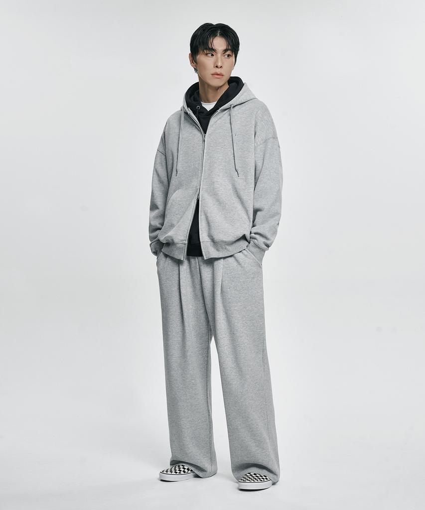 Atejeu Essential One-Pleat Wide Sweatpants [Gray]