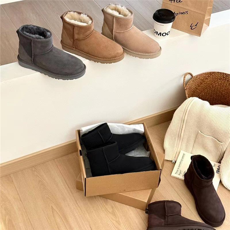 Henan Sangpo Women's Genuine Leather Sheepskin Wool Snow Boots - Classic, Thickened, Warm Winter Style