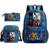 Sprunki Student Starry Sky School Bag Three-piece Rhythm Box Teen Backpack Men's and Women's Casual L