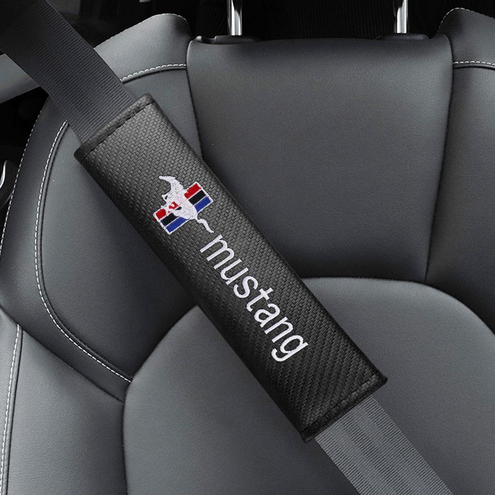 1/2PCS Carbon fiber Car Seat Belt Shoulders Pads Covers For Ford Mondeo Explorer edge Focus fiesta Kuga Shelby Mustang ST Racing