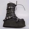 Plus Size 43 Autumn Women Boots Buckle Round Toe Wedges Platform Boots Punk Goth Ins Women Street Shoes Combat Boots For Women for daily use