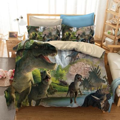 3D Dinosaurier Bettbezug Set Queen Size Für Jungen Dinosaurier Bettwäsche Set T-Rex Dinosaurier Bettdeckenbezug Bettset Heimdeko Für Teenager