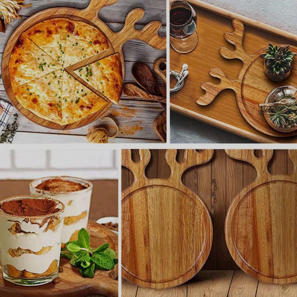 Smooth Surface Antler Shape Wood Tray Drop-proof Christmas Snack Tray Cheese Platter  Xmax