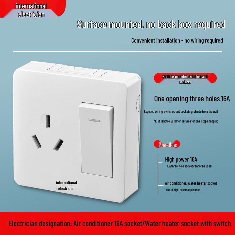 Surface-Mounted Integrated Switch Panel: One-Gang Single-Control, Two-Gang Double-Control, Wall Light Switch with Five Holes.